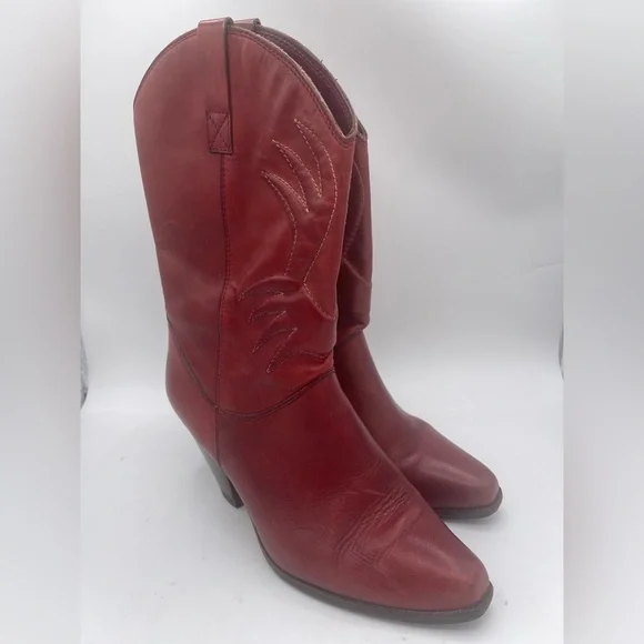 Nobil’s Vintage Western Red Leather Cowboy Boots Women’s Size 7.5 - Picture 2 of 8